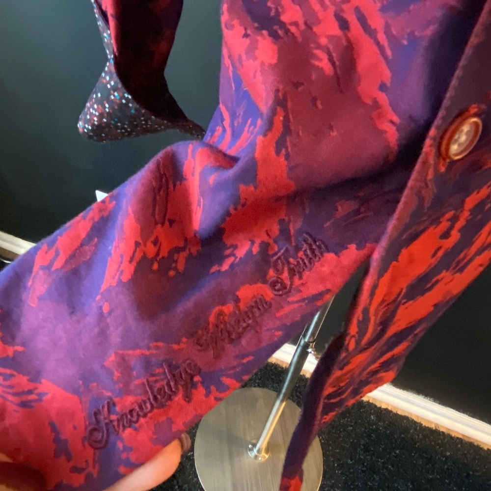Robert Graham Red Purple Abstract Print Button Down Shirt Contrast Cuffs - Picture 6 of 10